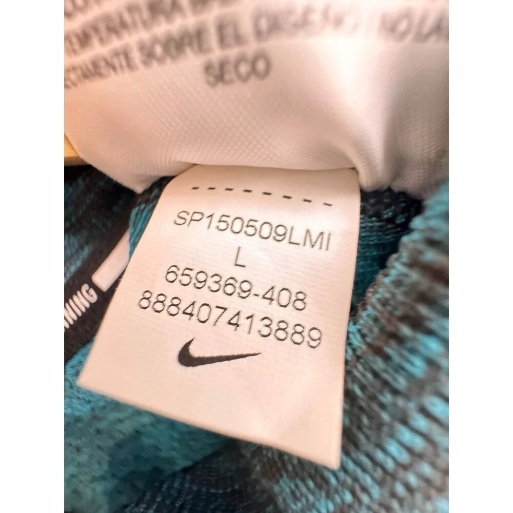 Nike Knit 1/2 Zip Dri Fit Top Mens L Blue Green Black 659369-408